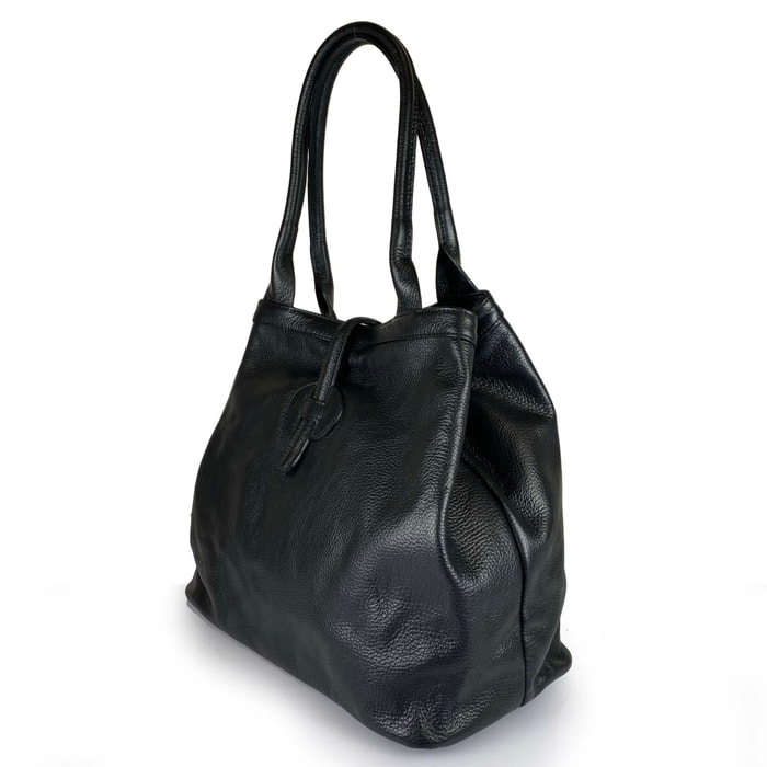 Borse Donna colore Nero-in pelle Made in Italy 42 x 38 x 6cm