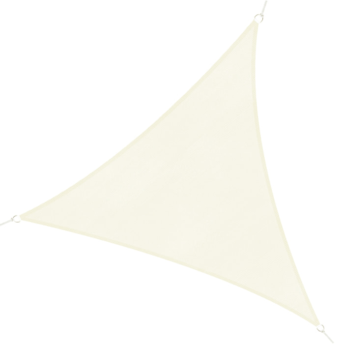 Voile d'ombrage triangulaire grande taille 4 x 4 x 4 m polyéthylène haute densité résistant aux UV crème