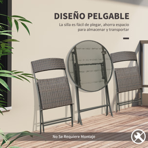 Conjunto de Mesa y 2 Sillas Muebles Ratán para Jardín Exterior Patio Terraza