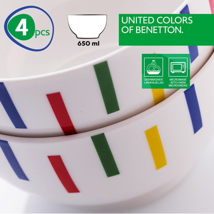 Set 4pcs bols  diseño rayas de colores  benetton