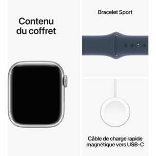 Montre connectée APPLE WATCH Serie 9 Cellular 41mm Aluminium/Argent Bleu Orage  M/L