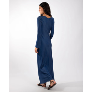 Vestido midi con escote en pico y cordones