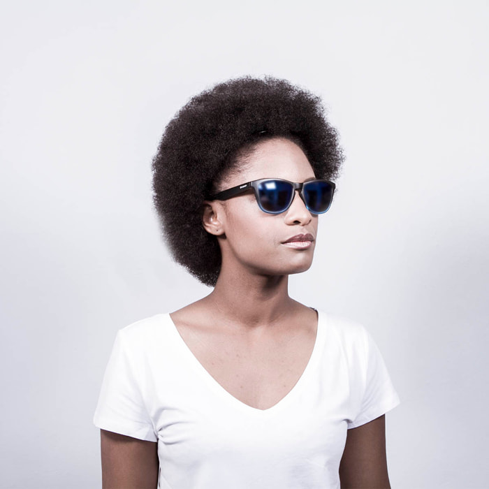 Gafas de sol OCEAN SEA - Negro mate arriba y azul transparente abajo con azul revo