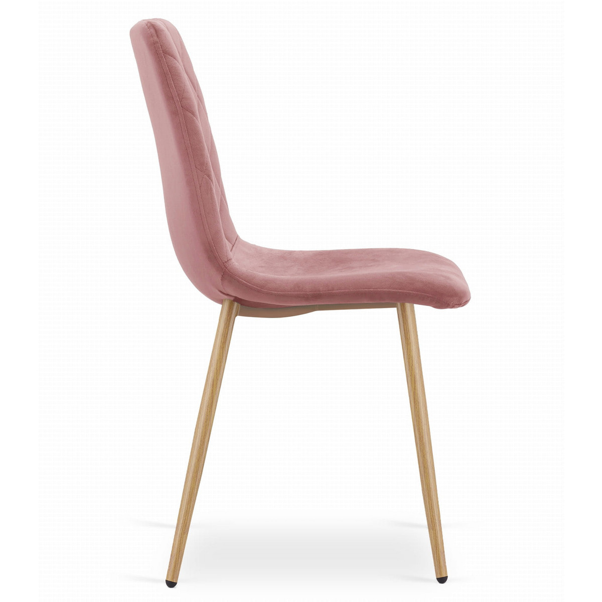 Sedia Turin in Velluto Rosa con Gambe Effetto Legno