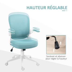 Chaise de bureau design ergonomique réglable accoudoirs relevables maille tissu noir