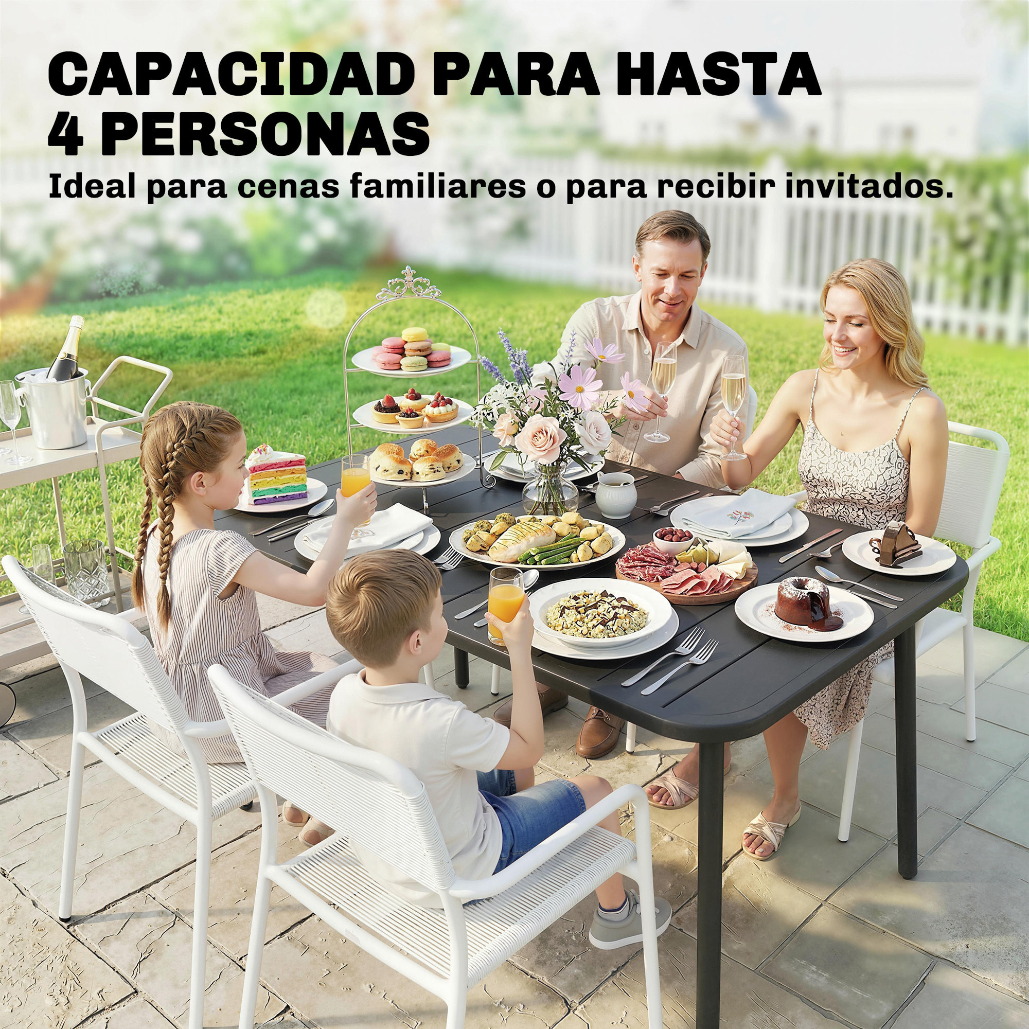 Mesa de Comedor de Jardín Rectangular, 120x70x72 cm, Mesa de Terraza Exterior de Acero con Tablero con Listones, para 4 Personas, Carga 50 kg, para Patio, Balcón, Gris