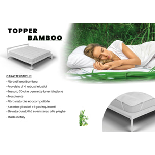 TOPPER TRAPUNTATO BAMBOO CON ELASTICI - Made in Italy