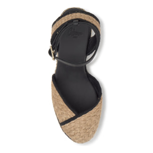 Alpargata Cova cuña forrada en yute trenzado con hebilla y escote en V