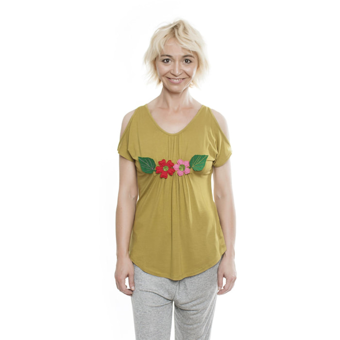 Top May Perry Top Bordado Largo normal Verde Casual para mujer