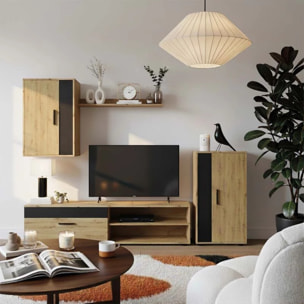 Mueble de salón modular Lunet en aplino negro 190 cm Alpino - Negro