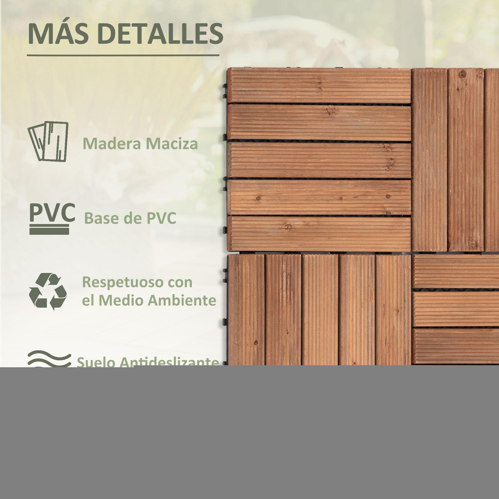 Set 27 Baldosas de Madera 30x30cm con Área de 2,5 m² para Balcón Terraza Jardín