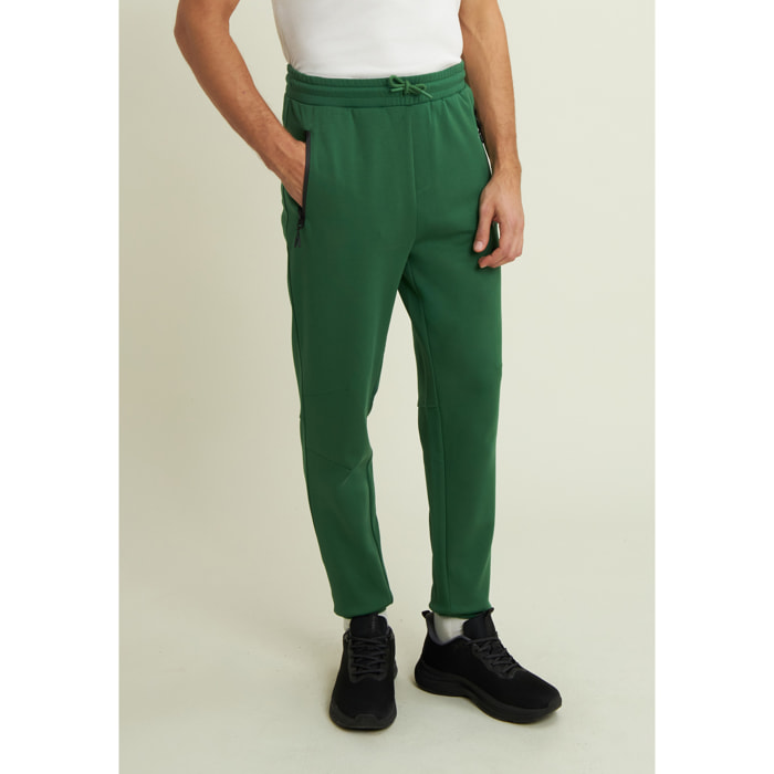 Pantaloni a carota in interlock con zip laterali