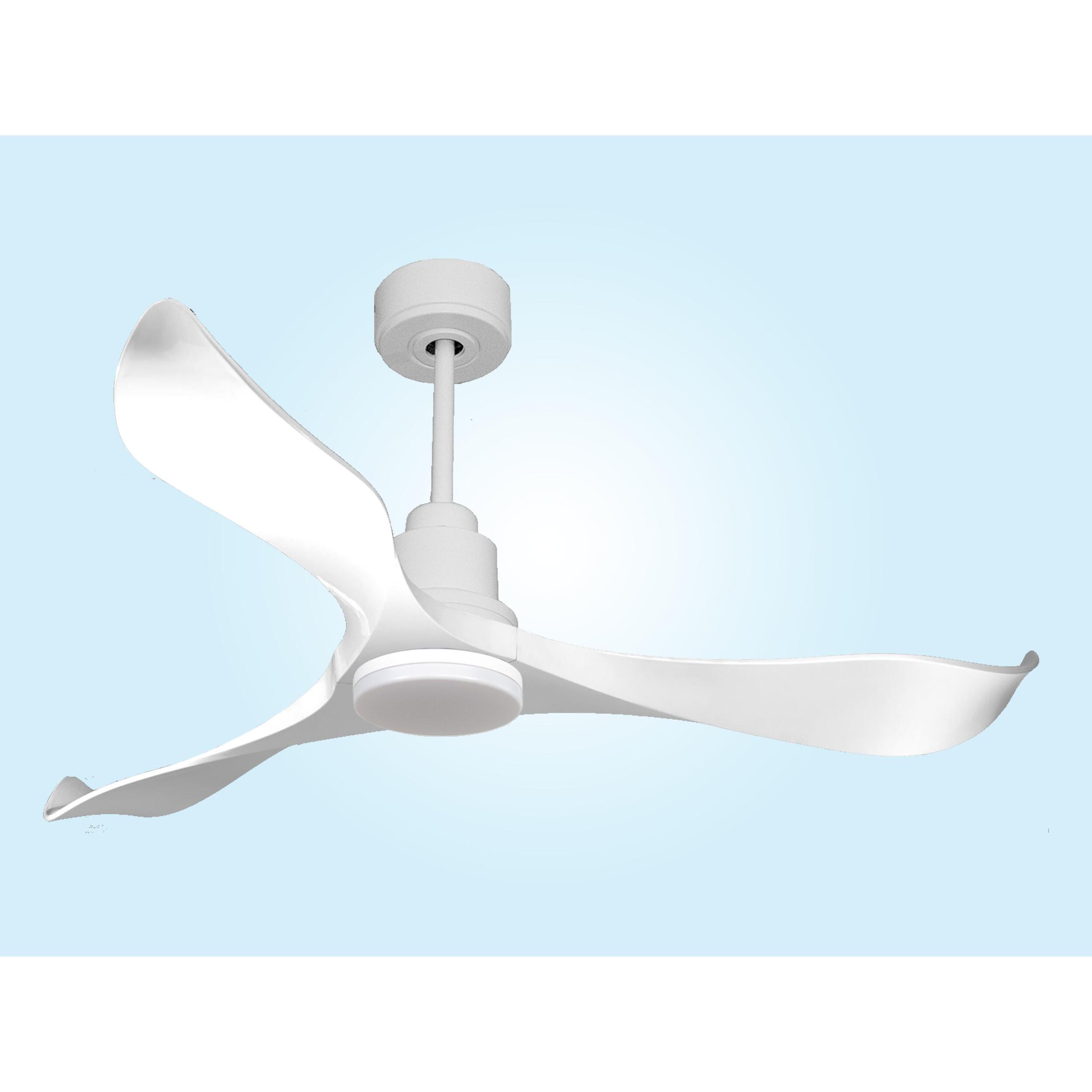 Ventilador de techo Reversible Termostato Dimable Wifi Motor DC Techos Inclinados Mando a Distancia Luz tres tonos Adaptador 2/3 Aspas Hypersilence Memoria VirginD132C04LED66819 PURLINE