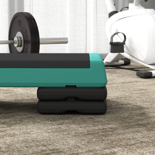 Step de Aeróbic, Step para Fitness Antideslizante, Altura Regulable 3 Niveles de 10,5/15,5/20,5 cm, Carga 250 kg, para Ejercicio en Casa, Gimnasio, 77x36x20,5 cm, Verde y Negro