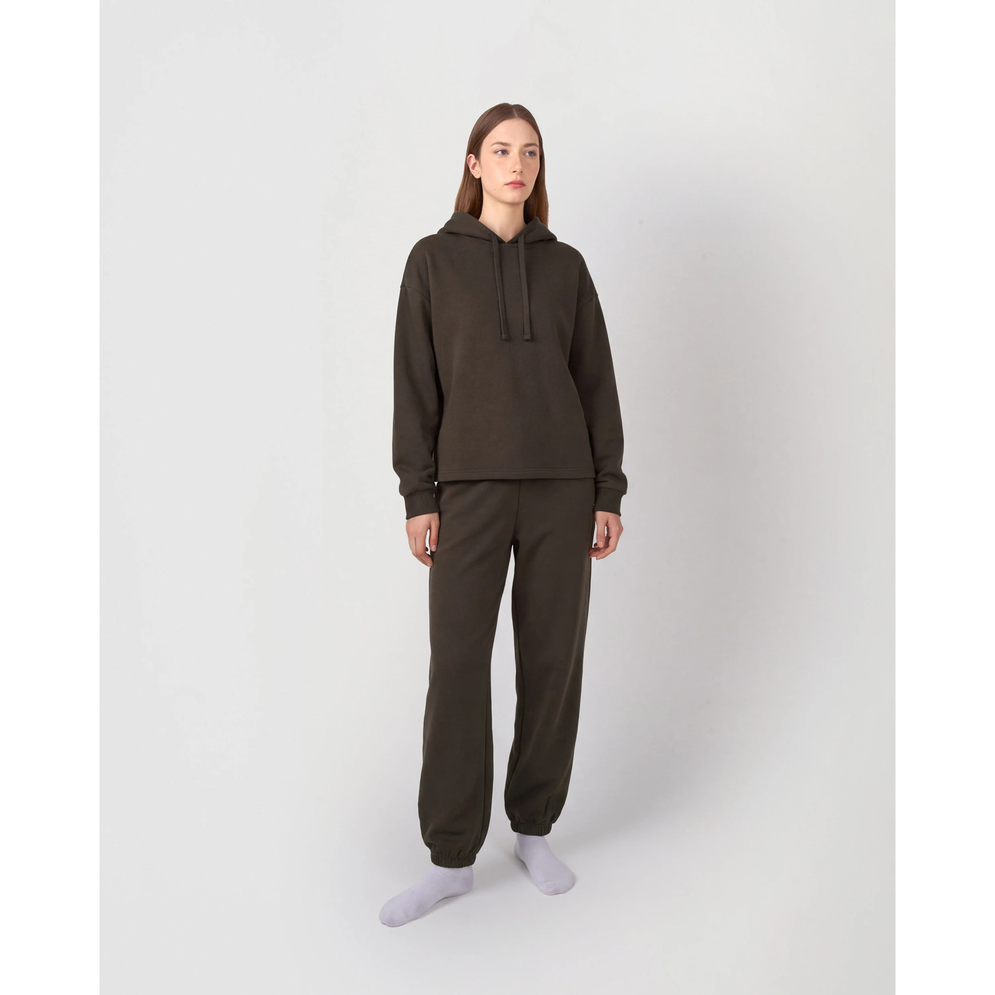 Felpa con cappuccio in stile modal da donna grigio marengo