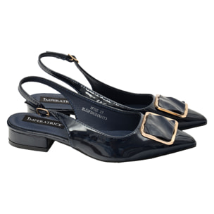 Ballerine in simil pelle verniciata con applicazione