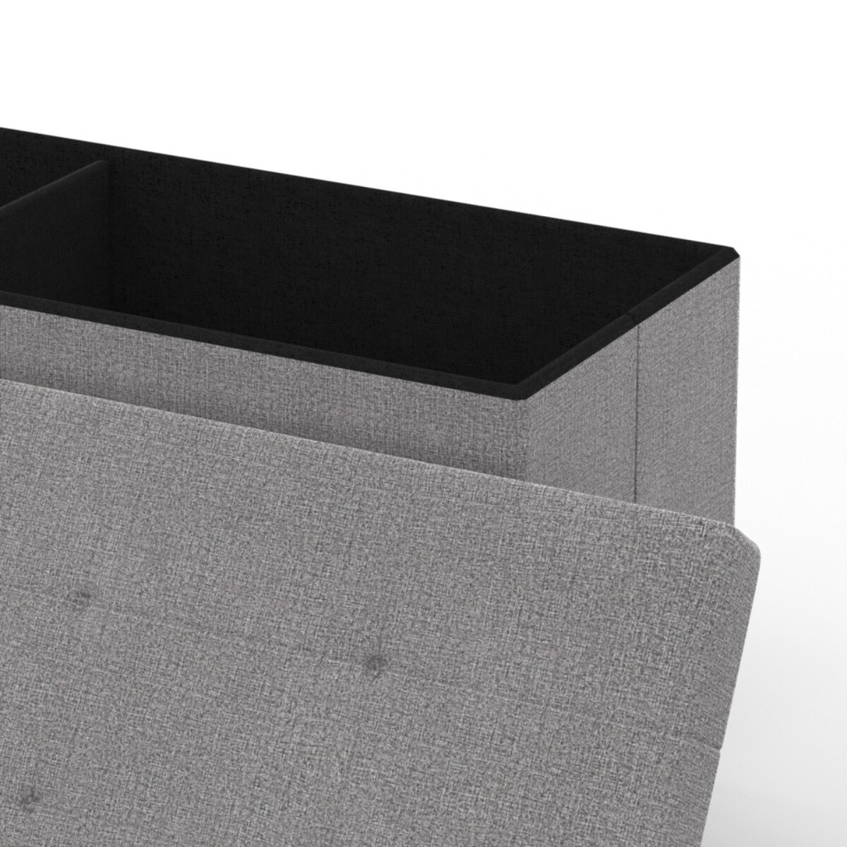 Banc coffre avec pieds noirs Loan en tissu gris 100cm