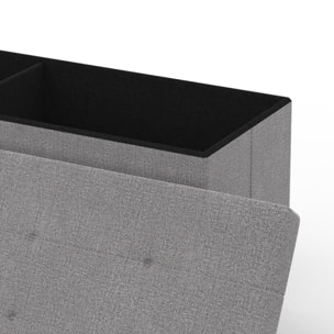 Banc coffre avec pieds noirs Loan en tissu gris 100cm