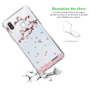 Coque Samsung Galaxy A40 anti-choc souple angles renforcés transparente Chute De Fleurs Evetane.