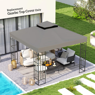 Toile de rechange barnum tonnelle 3 x 3 m - toit double avec œillets drainage - polyester gris