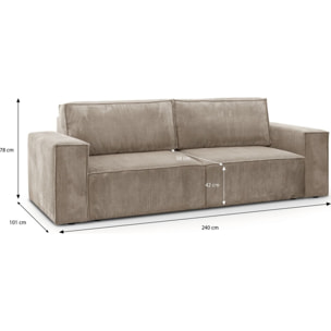 Canapé convertible 3 places en velours côtelé - HARPER