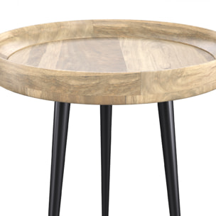 Table d'appoint ronde en bois de manguier clair D40 cm - Palak
