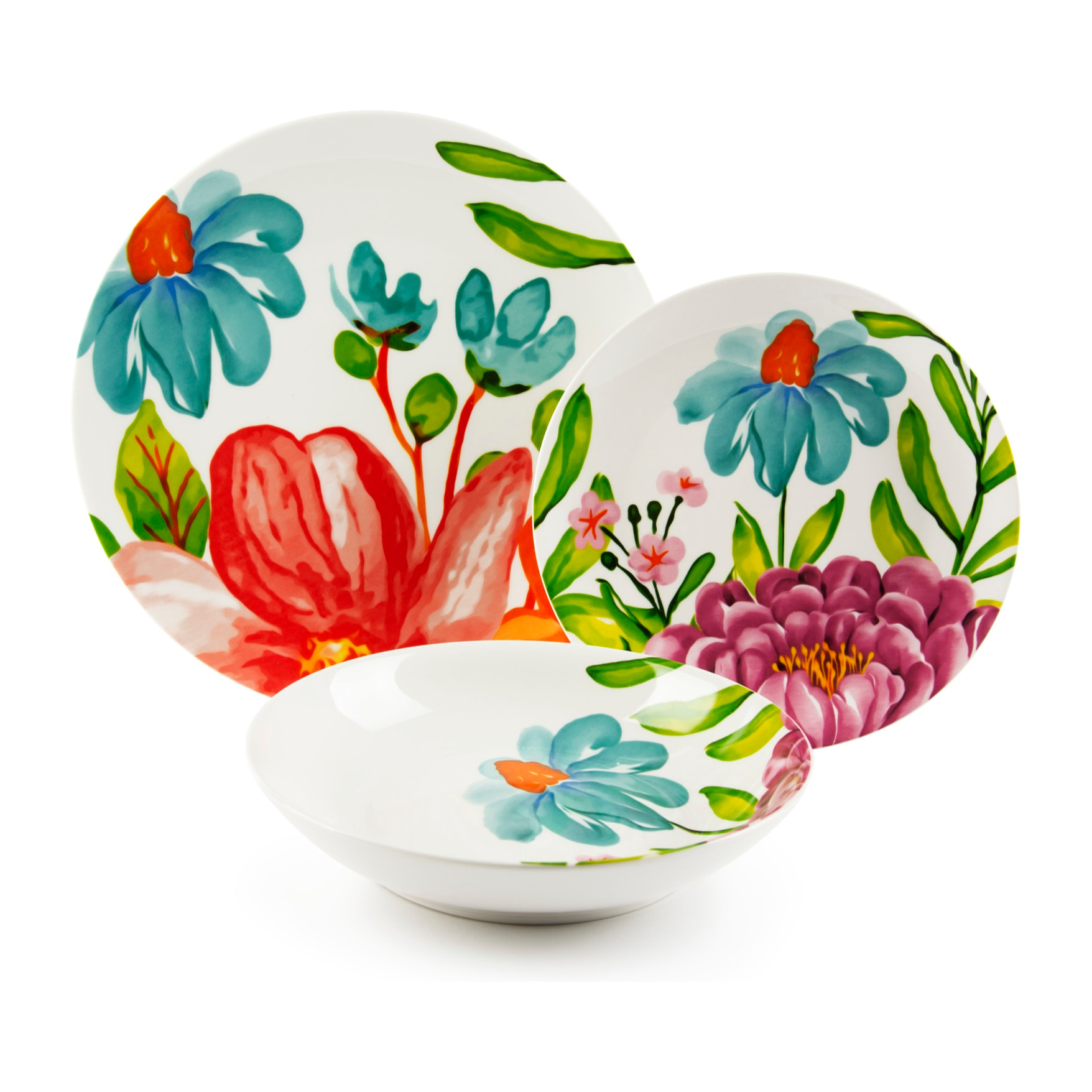 Service de table 18 pièces Excelsa – Blooming, Porcelaine Multicolore