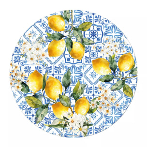 Set vinyle 860 g/m² imprimé bleu jaune Citrons azulejos bleu