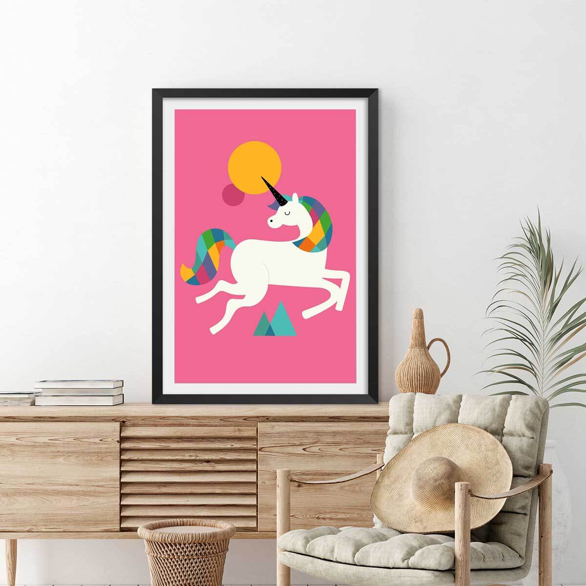 Affiche  licorne rose Affiche seule