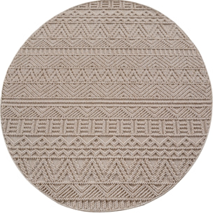 HELIX - Tapis moderne rond effet laine bouclé à motif berbère en relief beige