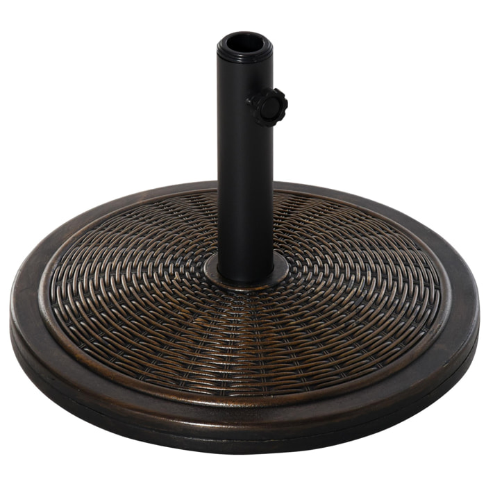 Pied de parasol rond base de lestage Ø 48 x 34 cm résine imitation rotin poids net 14 Kg noir bronze