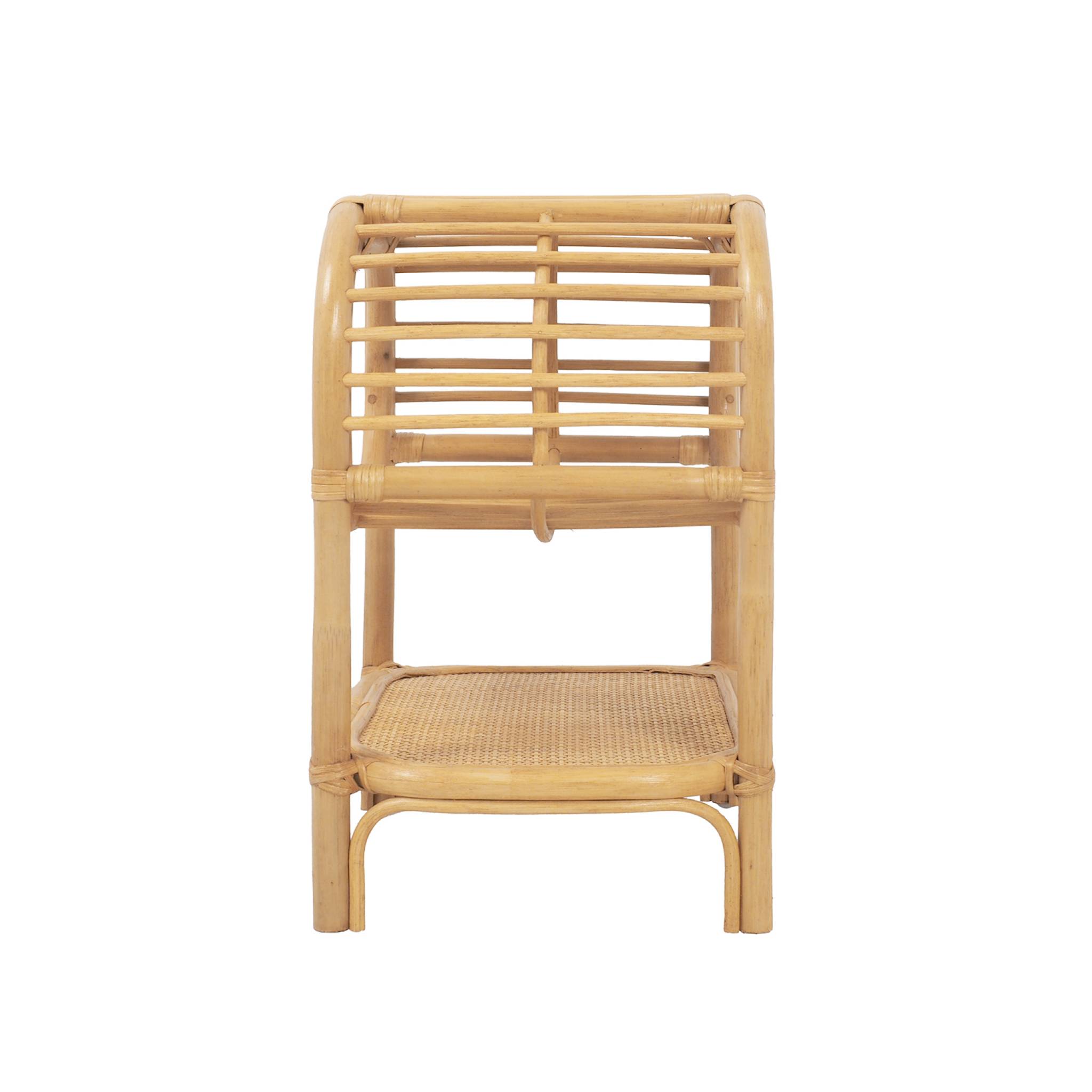 Lot de 2 tables de chevet rotin naturel courbé 1 étagère 1 niche L 40 x P 30 x H 50cm - Serang