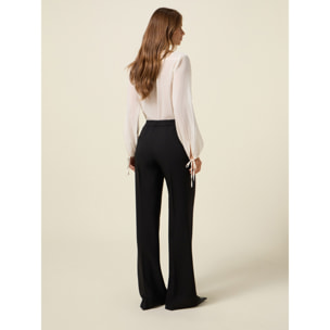 Oltre - Pantaloni palazzo in tessuto tecnico - Nero