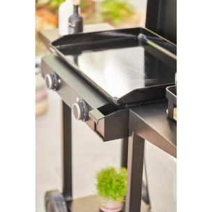 Plancha électrique FORGE ADOUR ACIER BASE 60A noir 2 brûleurs à poser, 57.5x37.9 cm