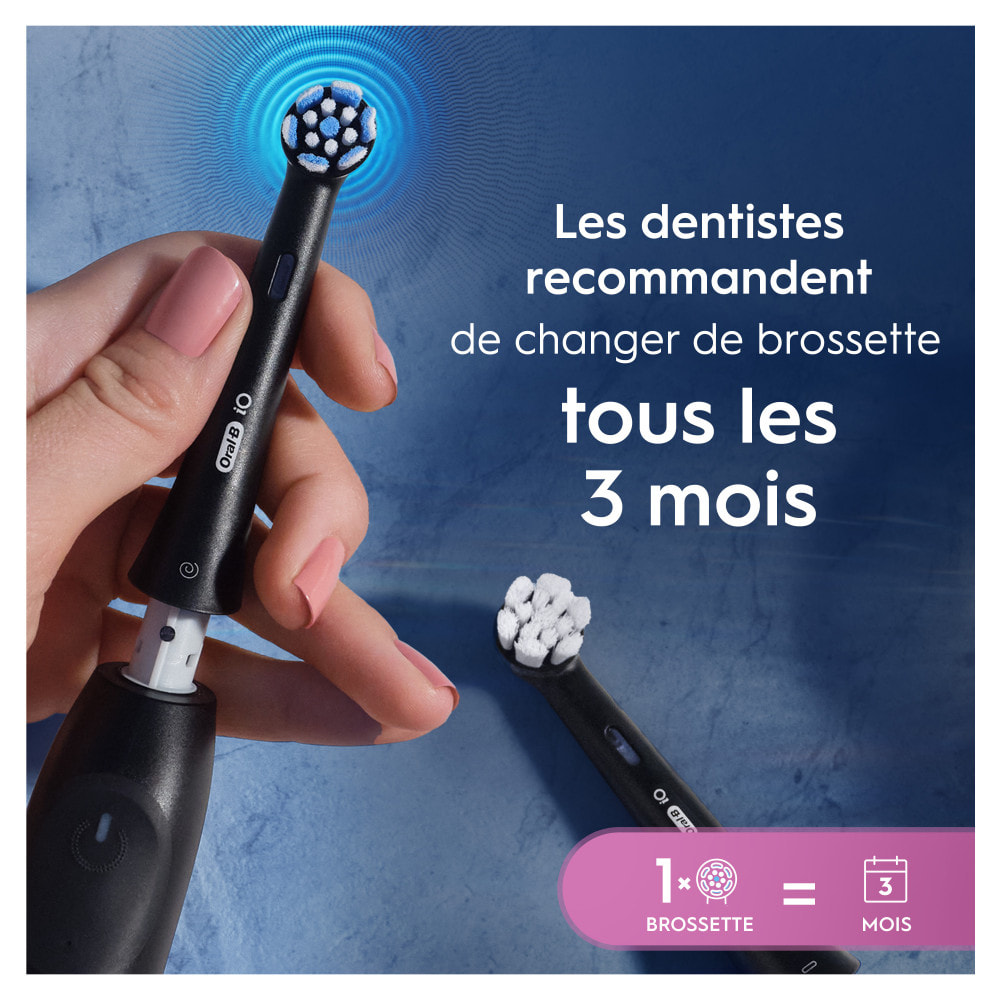 Oral-B Série iO Gentle Care Noir, Brossettes rondes de rechange Authentiques, Convient aux gencives sensibles, 6