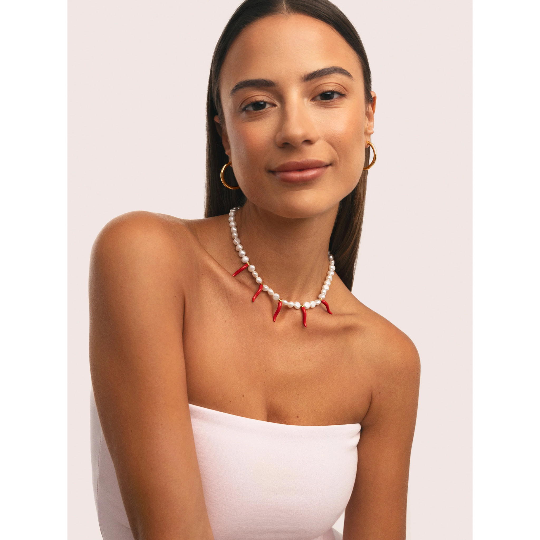 Collar Chili Pearl Acero Baño Oro