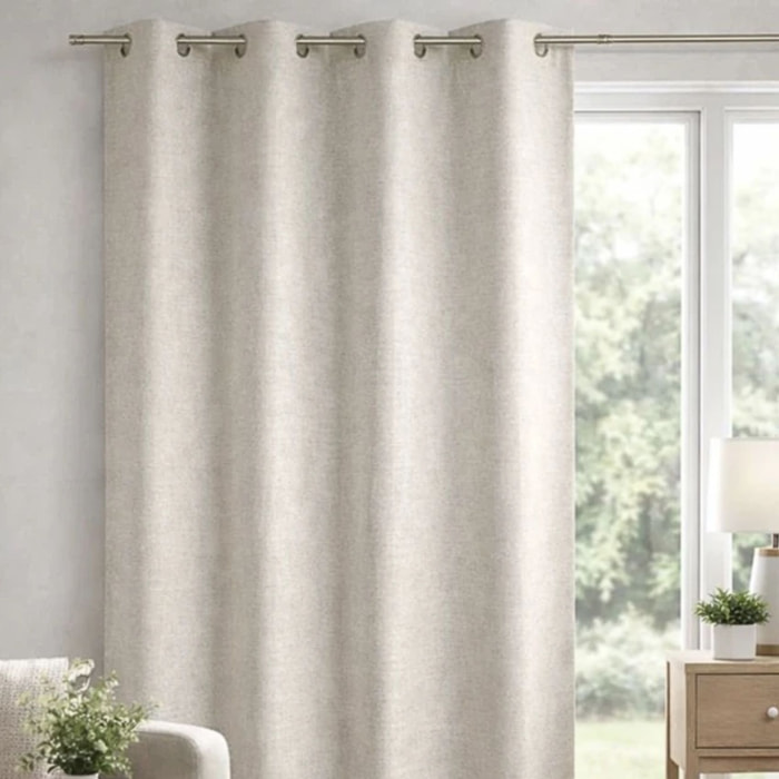 Rideau 100 % occultant uni doublé - Ecru