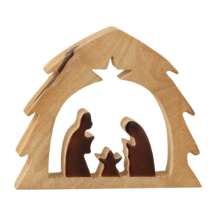 J-Line décoration Crèche Noël Maison - bois - naturel/marron - small