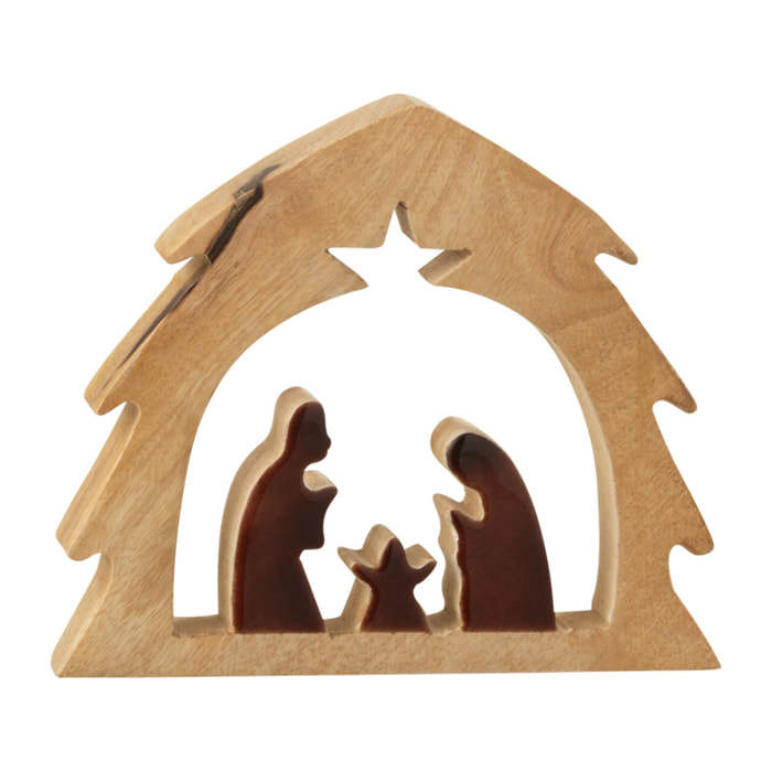 J-Line décoration Crèche Noël Maison - bois - naturel/marron - small