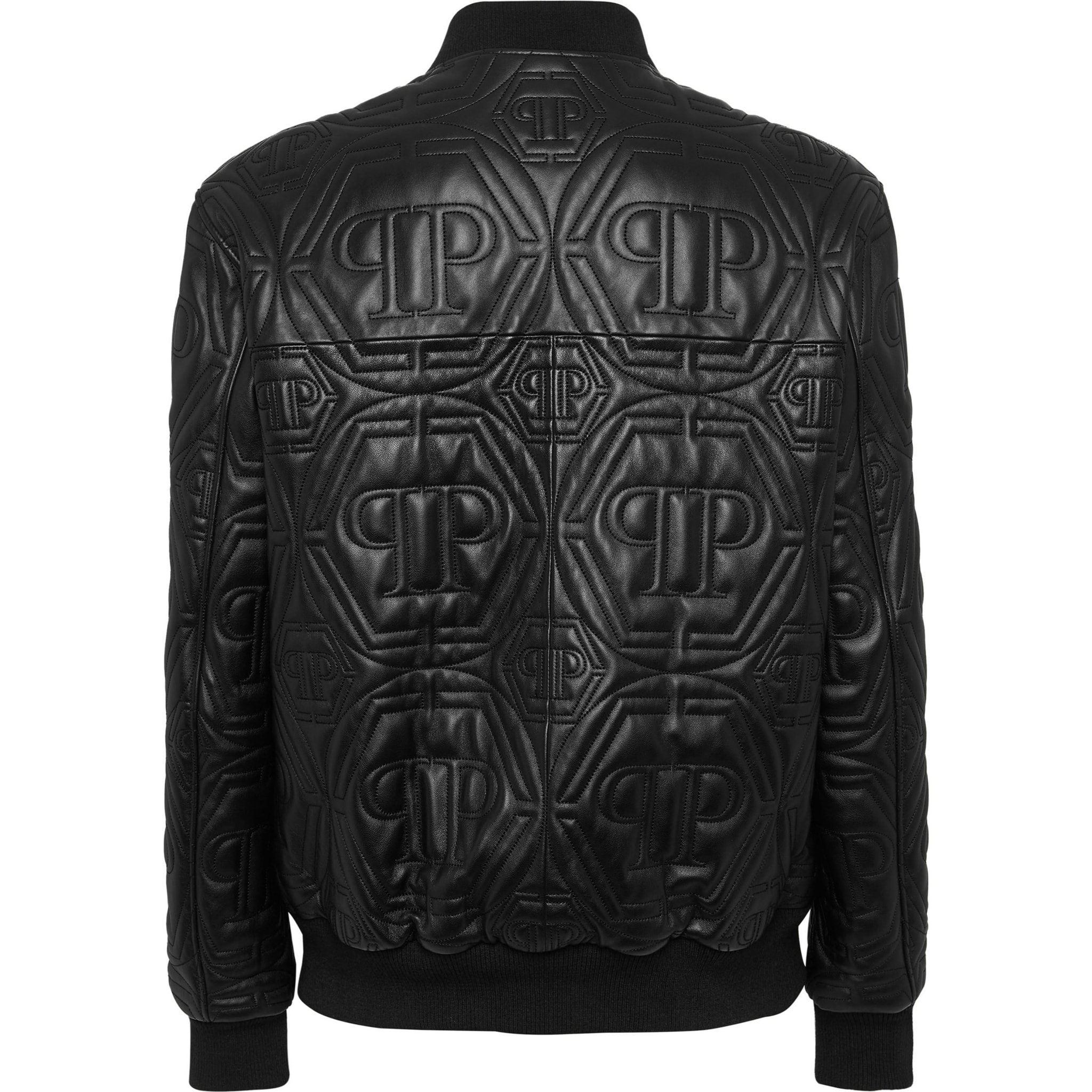 PHILIPP PLEIN Bomber de cuero MONOGRAM