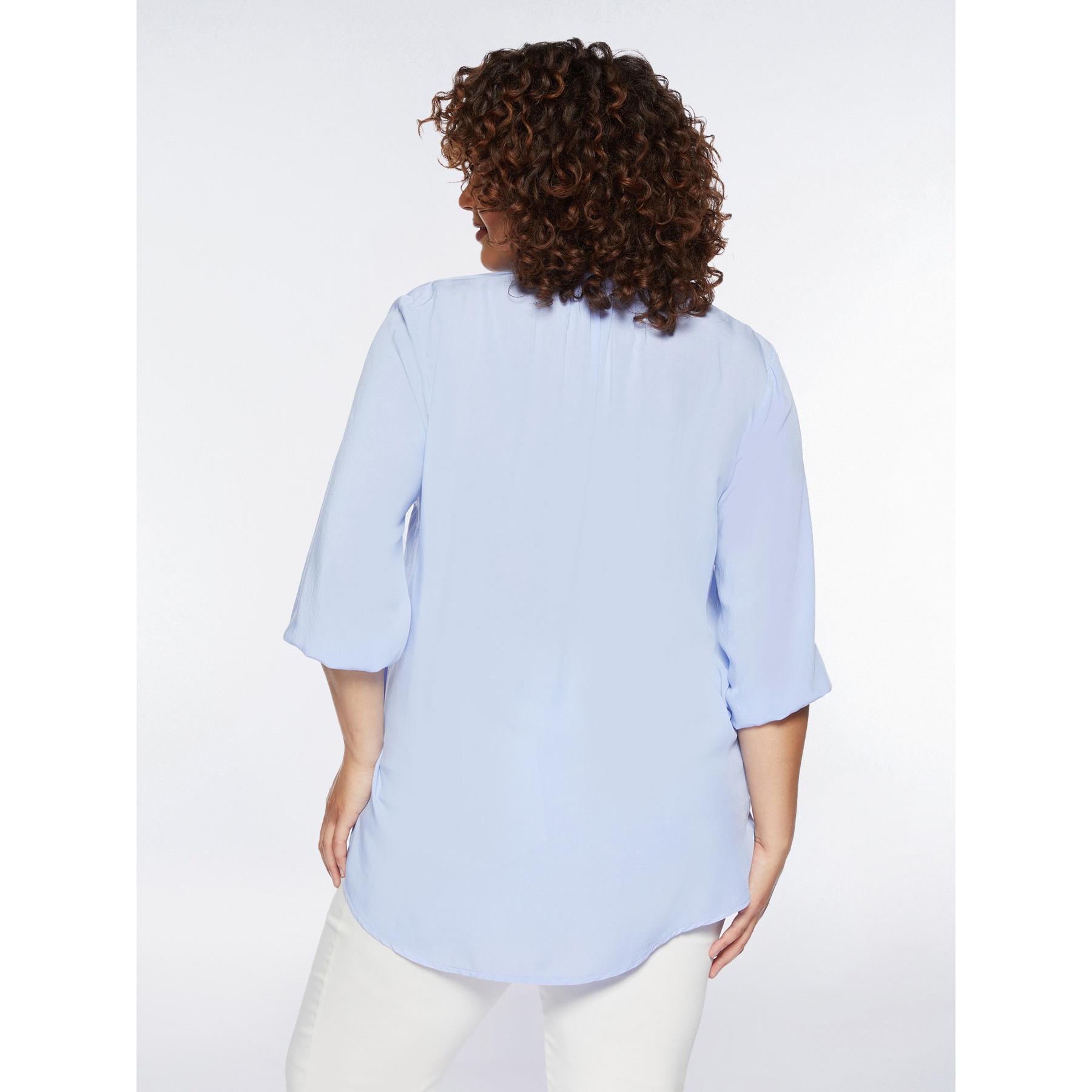 Fiorella Rubino - Blusa de viscosa con escote redondo - Light - blue