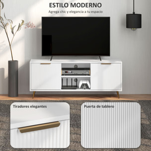 Mueble de TV Moderno Mueble de TV para Salón con 2 Compartimentos Abiertos y 2 Puertas Mueble para Televisión de 55 Pulgadas 120x35x48 cm Blanco