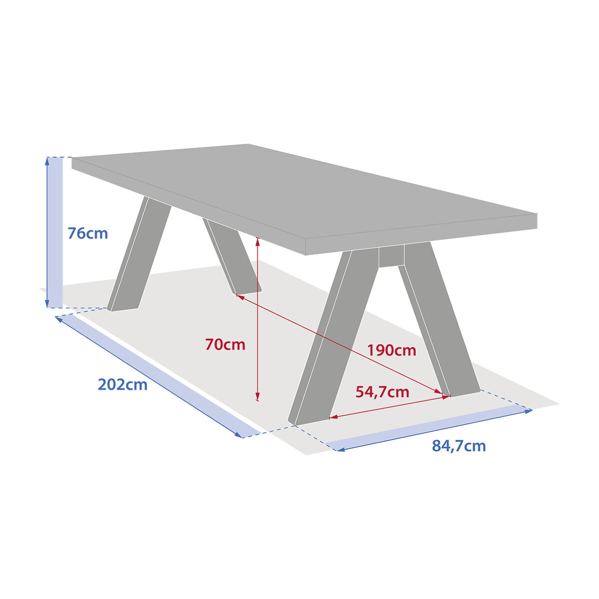 Table de jardin rectangulaire "Venizia" effet travertin 8 places en acacia
