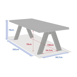 Table de jardin rectangulaire "Venizia" effet travertin 8 places en acacia