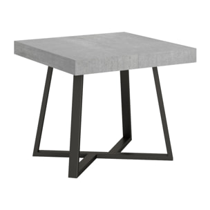 Table extensible 90x90/194 cm Zeplir gris béton pieds anthracite