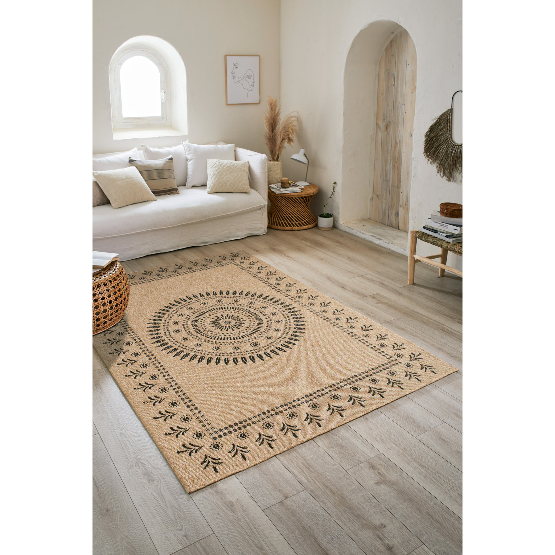 Nature - tapis effet jute noir