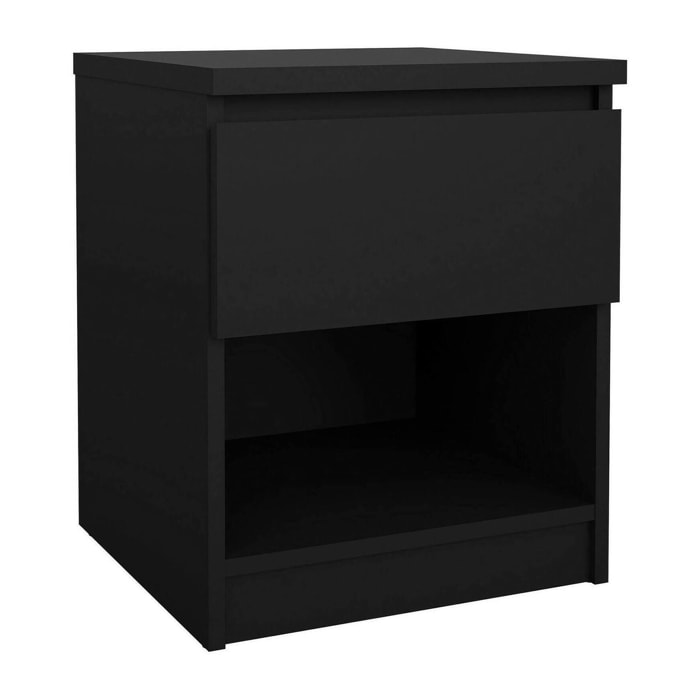 Comodino Scolastica, Comò basso, Tavolino da notte, Mensola da letto, 40x40 h50 cm, Nero