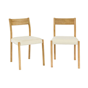 Chaise bohème bois d'hévéa et tissu (lot de 2) ELLA