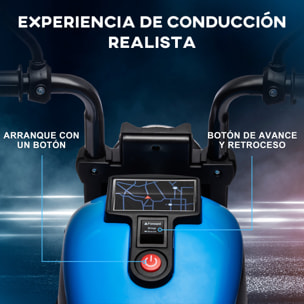 Moto Eléctrica para Niños de 18-36 Meses, Moto Eléctrica Infantil con Batería 6V, Faro y Ruedas Auxiliares Desmontables, Carga 25 kg, Azul