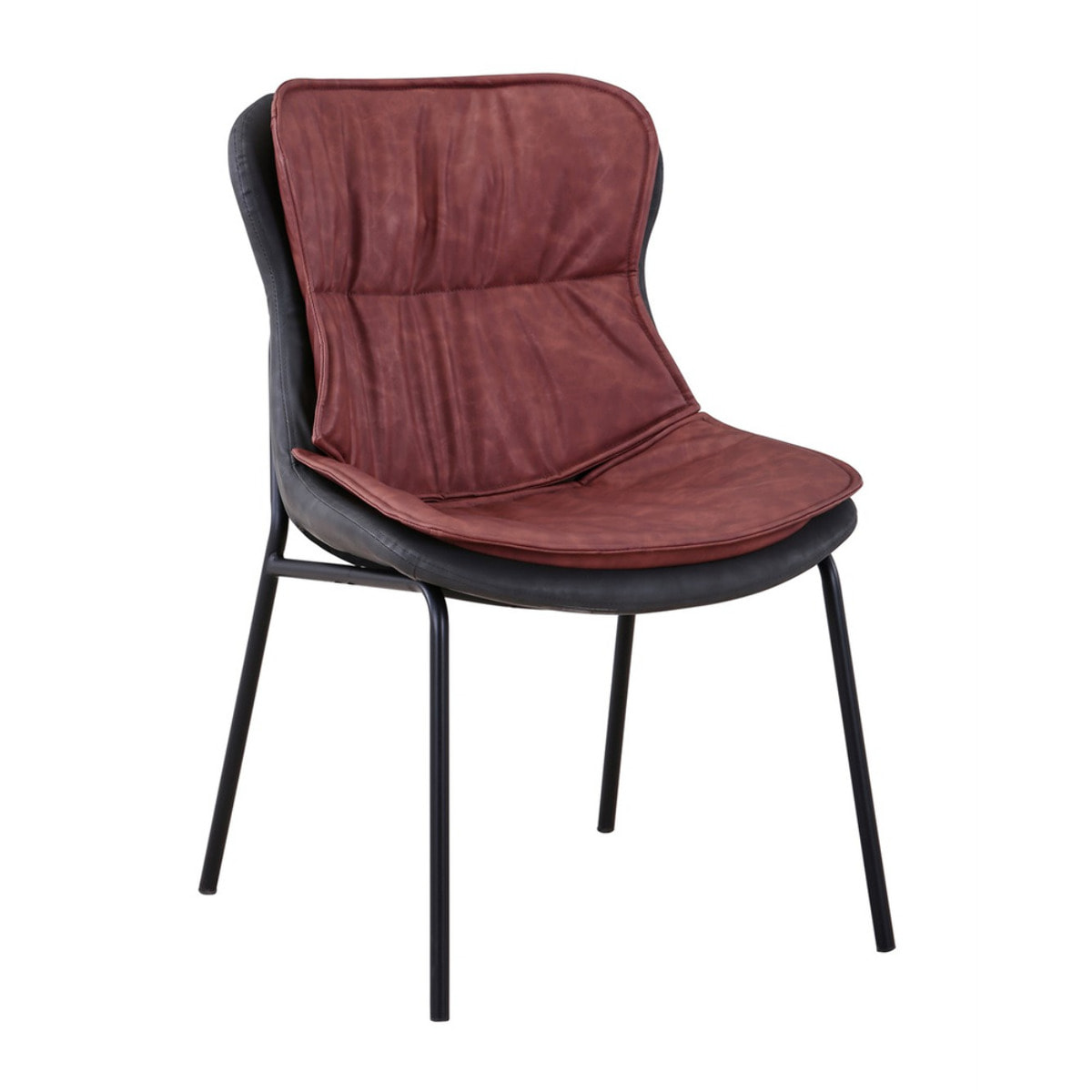 Sedia di design Brady in ecopelle marrone e grigio